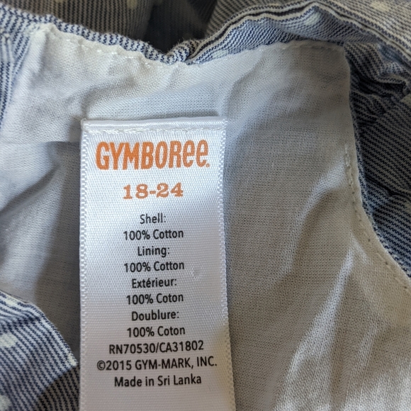 Gymboree 18-24 Months Toddler Girl Blue Polka Dot Dress with Bow and Lining - Picture 5 of 5